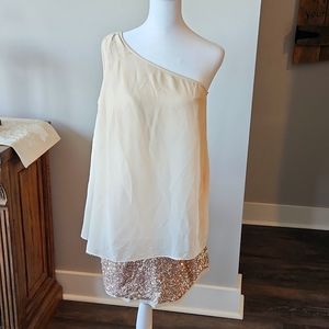 AIDAN MATTOX Pink one shoulder party dress